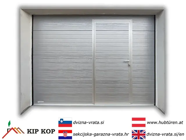 SEKTIONALTOR MIT INTEGRIERTEM PERSONENDURCHGANG 250 x 234, FARBE SILBER RAL 9006