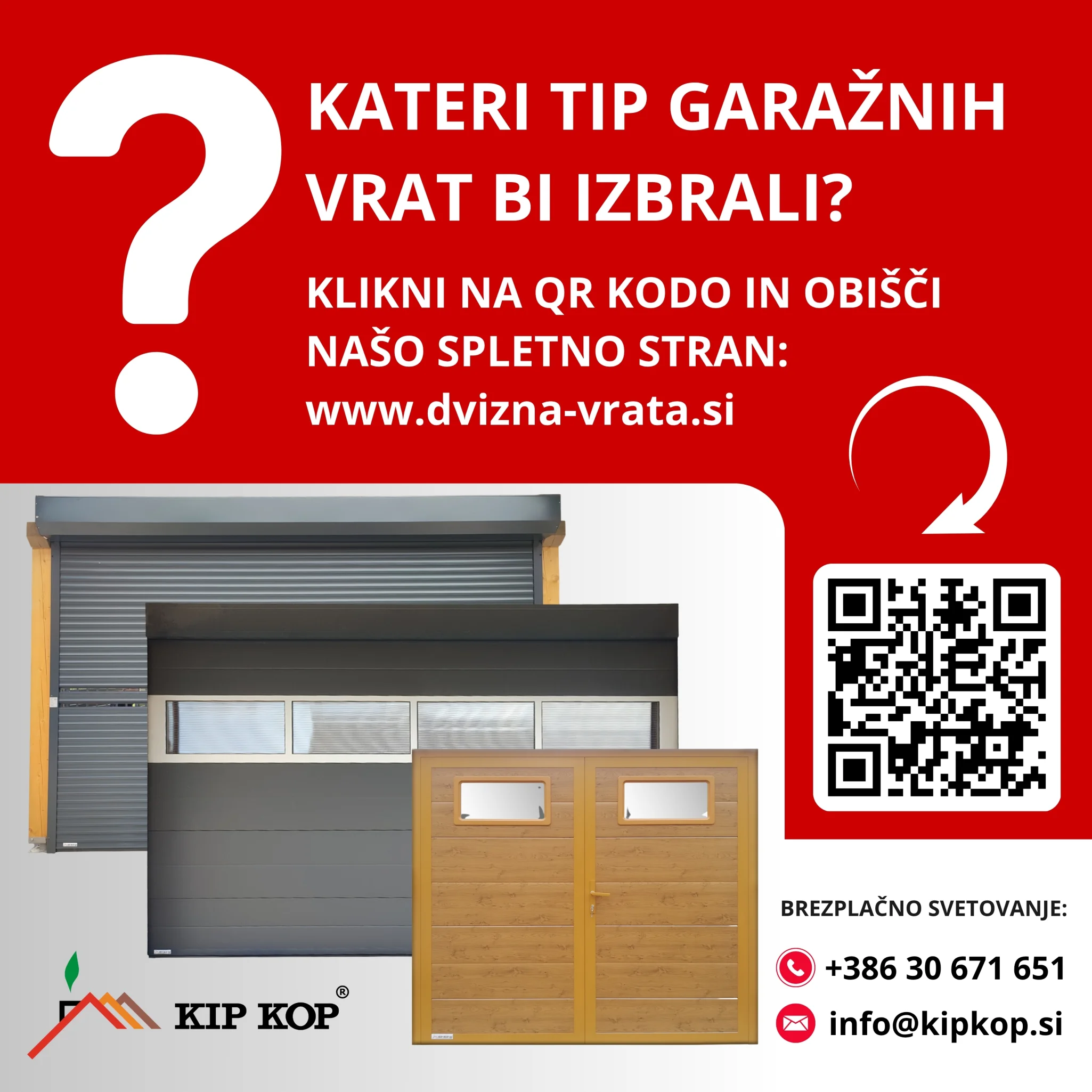 dvižna garažna vrata z osebnim prehodom